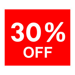 Sale - 30 percent off - red tag isolated - vector