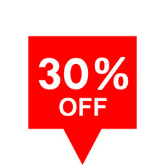 Sale - 30 percent off - red tag isolated - vector