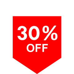 Sale - 30 percent off - red tag isolated - vector
