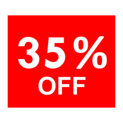 Sale - 35 percent off - red tag isolated - vector