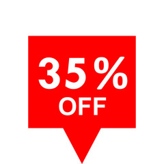 Sale - 35 percent off - red tag isolated - vector