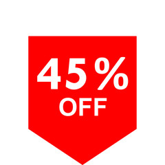 Sale - 45 percent off - red tag isolated - vector