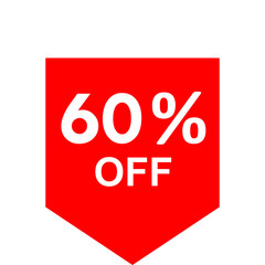 Sale - 60 percent off - red tag isolated - vector