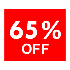 Sale - 65 percent off - red tag isolated - vector
