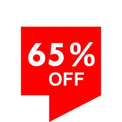 Sale - 65 percent off - red tag isolated - vector