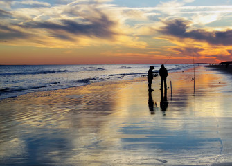 Beach Fishing at Dusk
