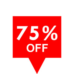 Sale - 75 percent off - red tag isolated - vector