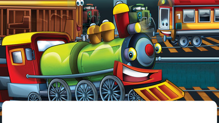 Cartoon funny looking train - illustration for children