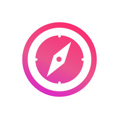 Compass vector icon for Travel Site or Company. Flat pink pictogram for Web or Logo with Navigation Tool.