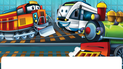 Naklejka premium Cartoon funny looking train - illustration for children