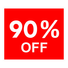 Sale - 90 percent off - red tag isolated - vector