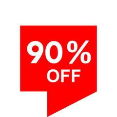 Sale - 90 percent off - red tag isolated - vector