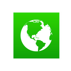 Planet icon isolated on white, Green World Globe - flat vector sign for Web Sites, Eco or Travel companies.