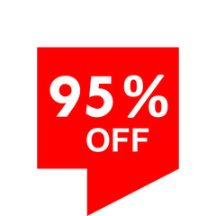Sale - 95 percent off - red tag isolated - vector