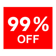 Sale - 99 percent off - red tag isolated - vector