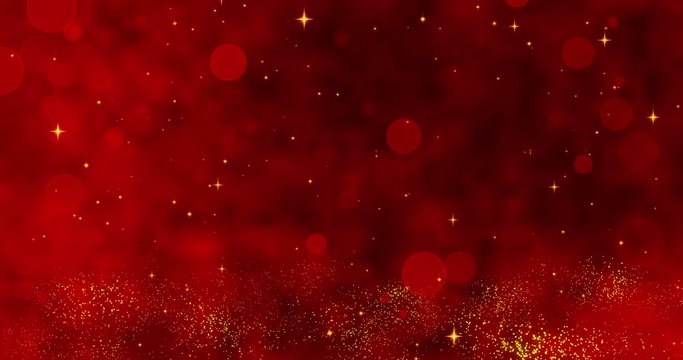 Red snowflakes and bokeh lights on the red Merry Christmas background. 3D render
