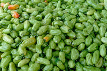 Piments végétariens au marché aux légumes de Cayenne en Guyane française