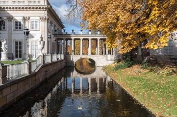 Palace on water during autumn season
