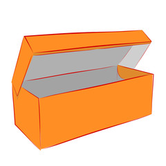 Simple Hand Draw Sketch Vector Mockup Orange Shoe Box, Isolated on white