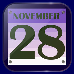November 28 icon. For planning important day. Banner for holidays and special days. November twenty-ninth icon. Illustration.