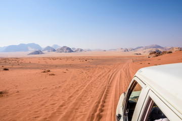 a pickup on the desert