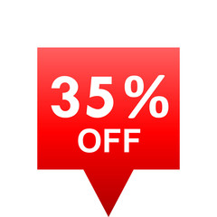 Sale - 35 percent off - red gradient tag isolated - vector