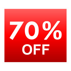 Sale - 70 percent off - red gradient tag isolated - vector