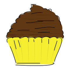Isolated sketch of a cupcake over a white background - Vector illustration