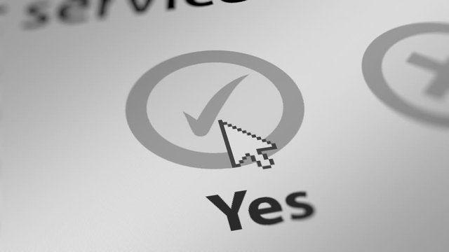 Close up Shot of Mouse Cursor Clicking "Yes" Button