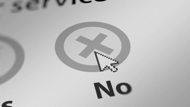 Close up Shot of Mouse Cursor Clicking "No" Button