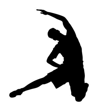 Fitness man instructor exercise on training in gym vector silhouette. Losing weight, bodybuilder. Personal trainer workout. Fit sport boy. Handsome sportsman stretching worming up. Male athlete skill.