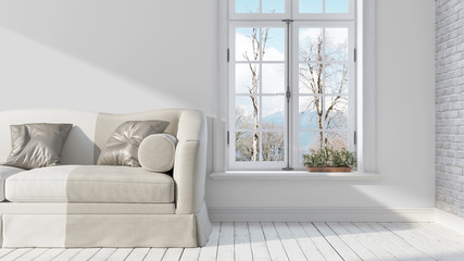 Modern bright interior . 3D rendering