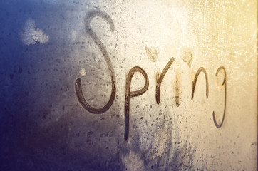 the inscription on the frozen window spring, toned