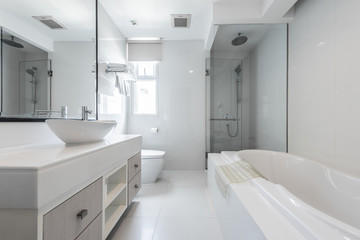 Naklejka na ściany i meble Beautiful Large Bathroom.White toilet bowl