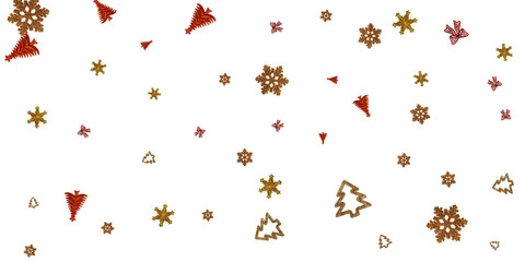 Christmas Background. Happy New Years Day. Xmas pattern decoration isolated on white. Holiday festive celebration concept.