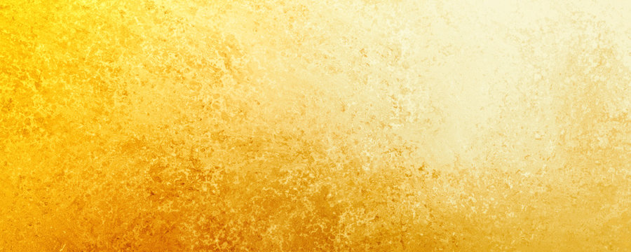 Yellow Gold  Background Texture, Old Distressed Vintage Grunge In Faded White Spotlight Design In Upper Corner And Gradient Hot Bright Color Abstract Textured Design From Dark To Light
