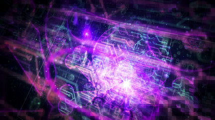Cyber crime with skull sign futuristic illustration