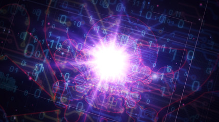 Cyber crime with skull sign futuristic illustration