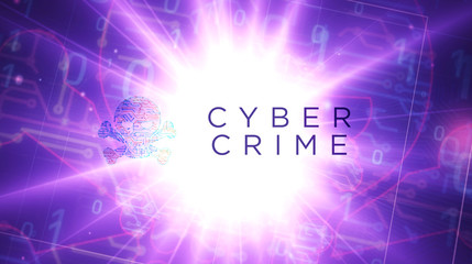 Cyber crime with skull sign futuristic illustration