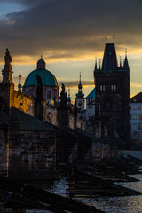 Fototapeta na wymiar View of Karl Bridge, Prague at sunrise