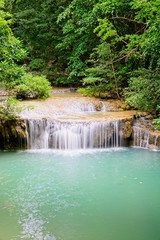Beautiful  Erawan Waterfall in Thailand - obrazy, fototapety, plakaty