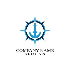 Anchor and compass logo design icon symbol