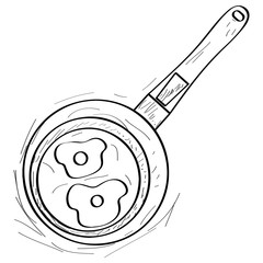 Sketch of a frying pan over a white background - Vector illustration
