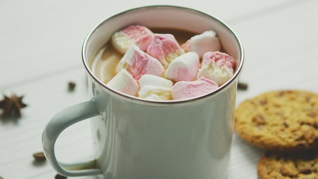 Cup of cacao with marshmallows