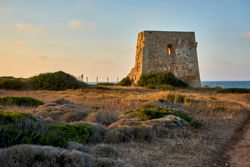 Ruins of Torre Pozzelle An Antique Coastal Watchtower At Ostuni Puglia Italy