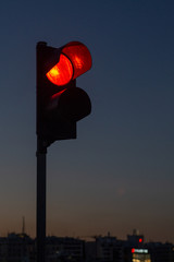 Two lights traffic light which red is lit