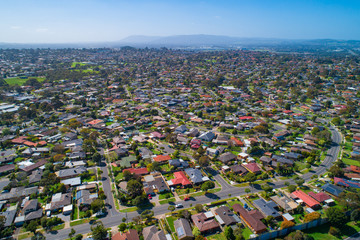 Aerial view of Wheelers Hill suburb in Melbourne, Australia