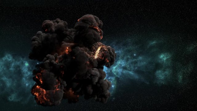 Planet Earth far shot suddenly cracks and explodes. The camera pans up slowly as the Earth explodes . Comes with the Alpha Matte.