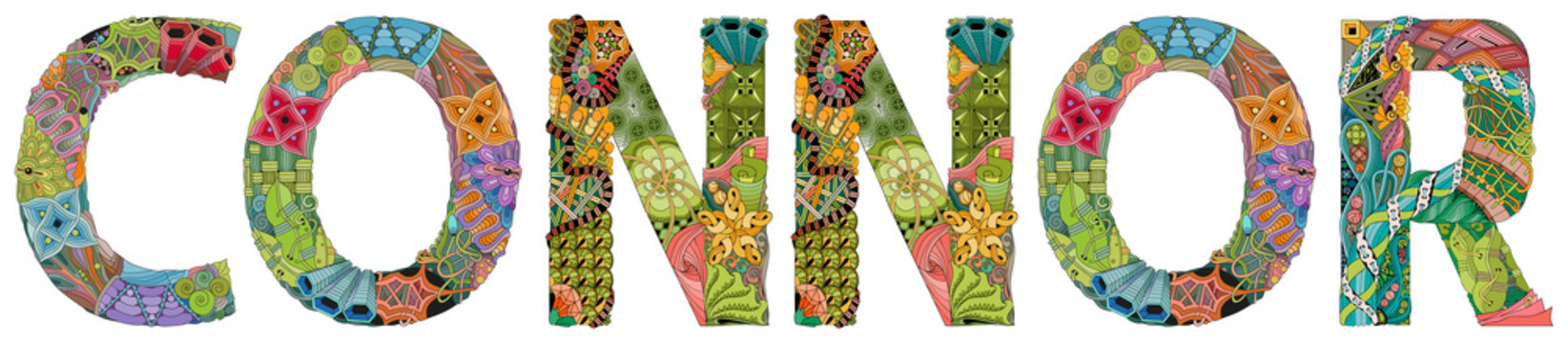 Male name CONNOR. Vector decorative zentangle object