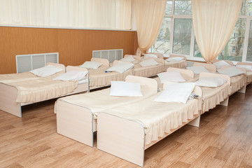 Beds  for kindergarten. Furniture for children preschoolers.